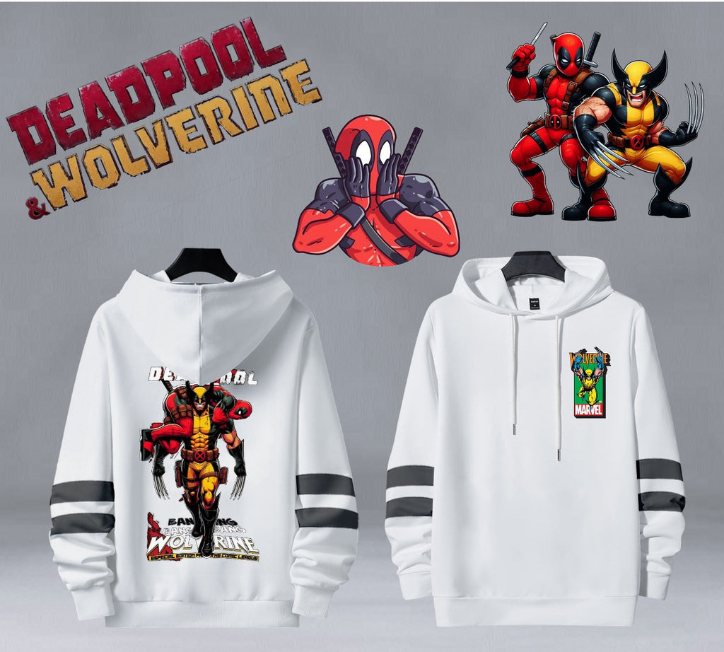 Hoodie Blanco DeadPool y Wolverine